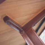 Round dining table extendable 2 extensions, vintage teak table, interior decoration