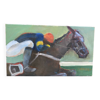 Jockey sur son cheval signé