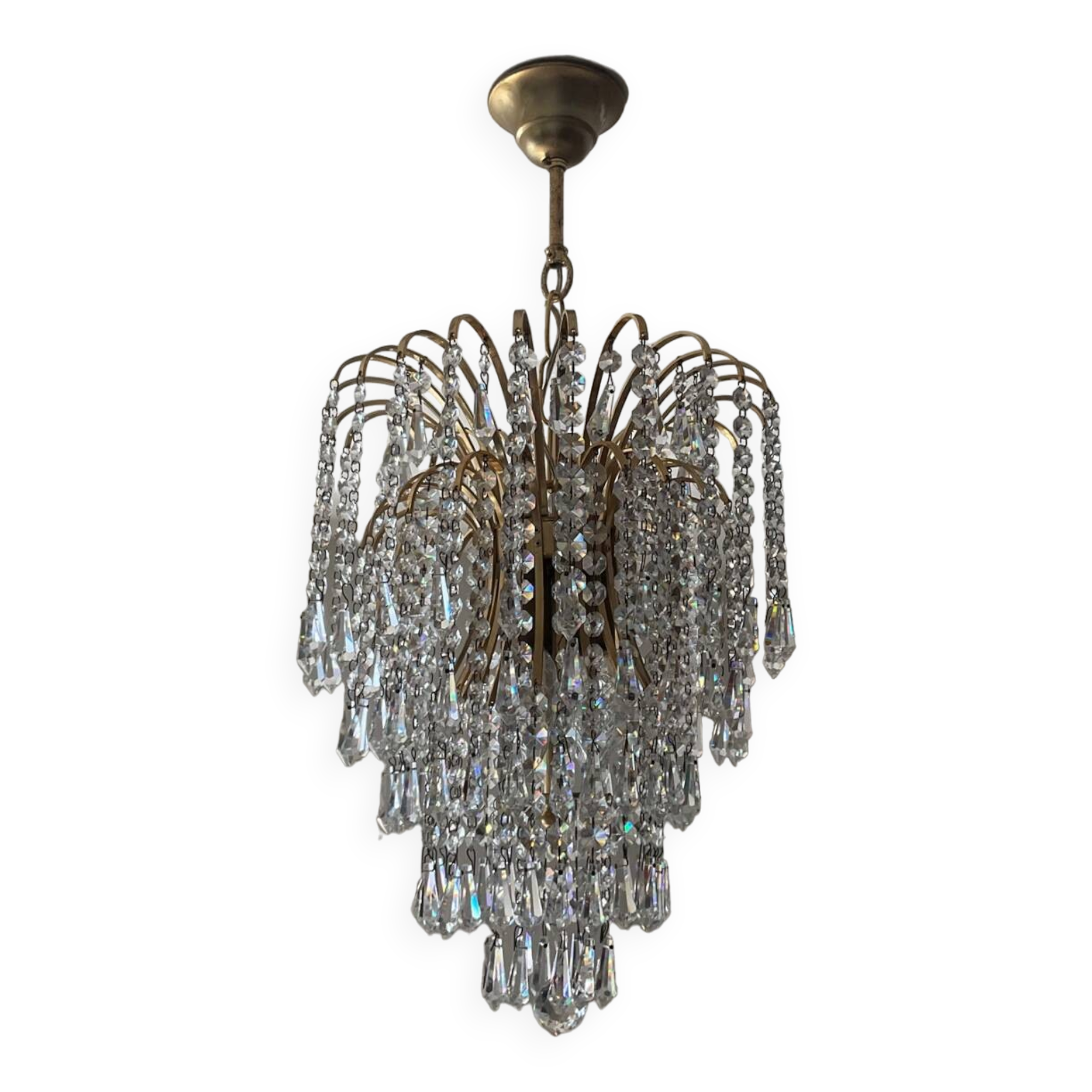 70s crystal tassel cascade chandelier