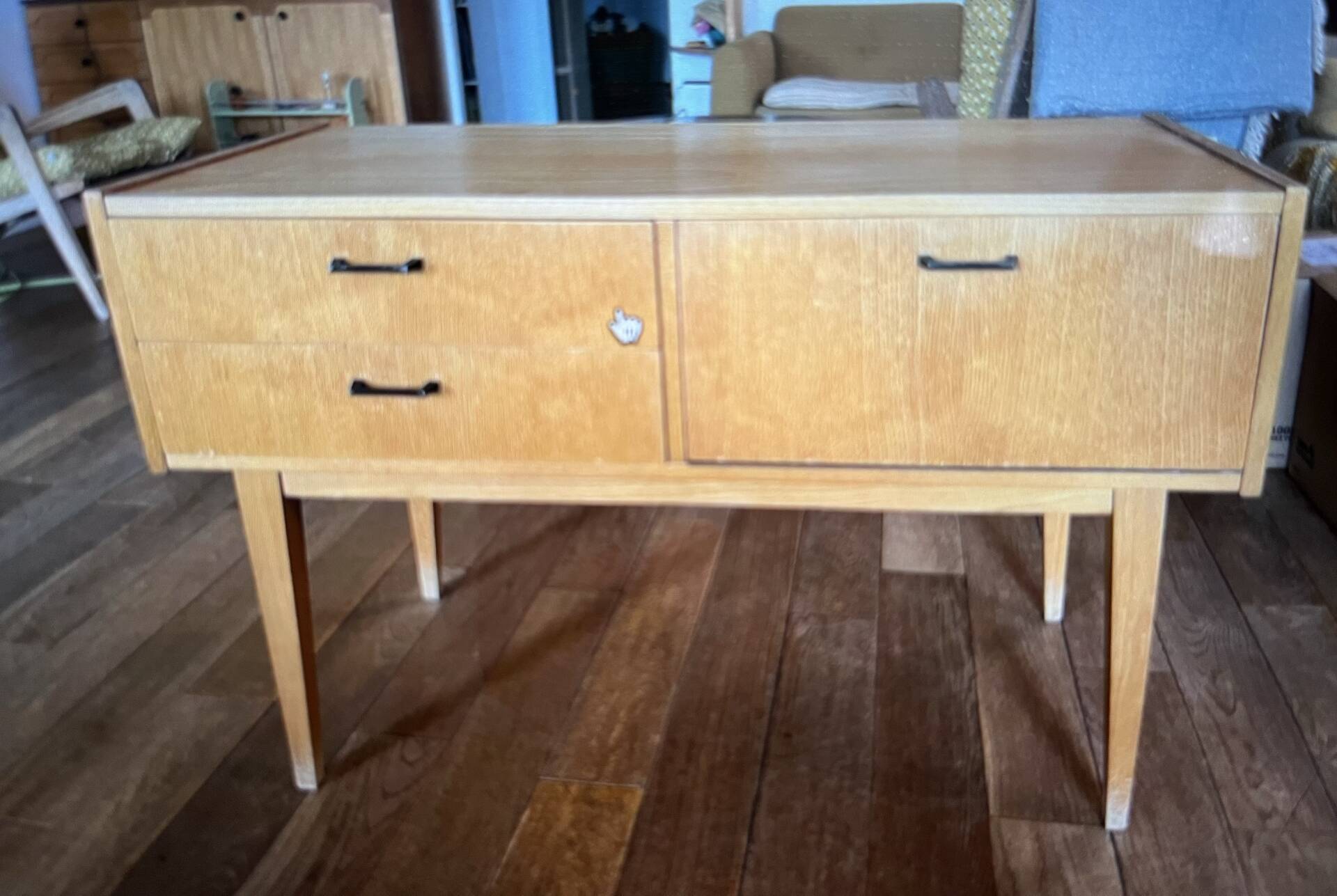 Light wood compact vintage sideboard