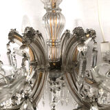 Chandelier with pendeloques tassels and glass pads