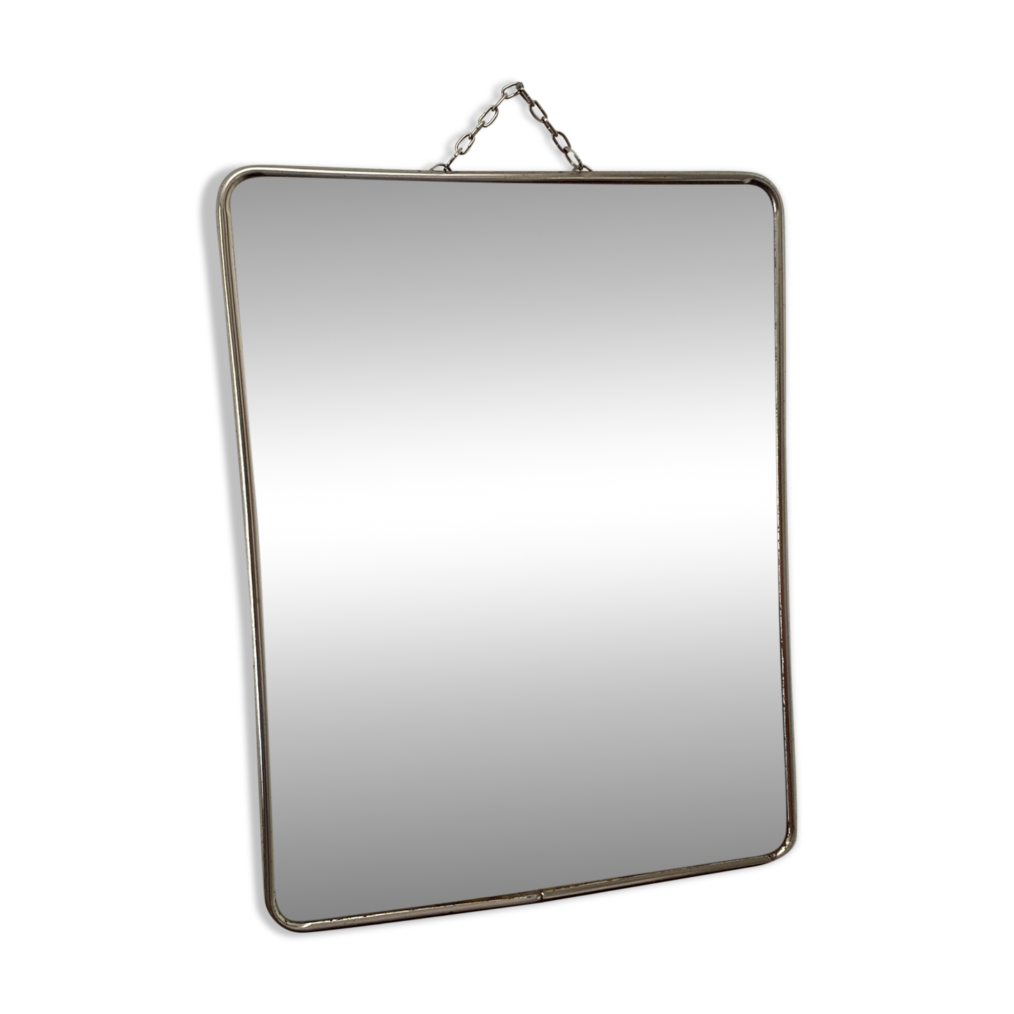 Silver-plated wall-mounted barber mirror