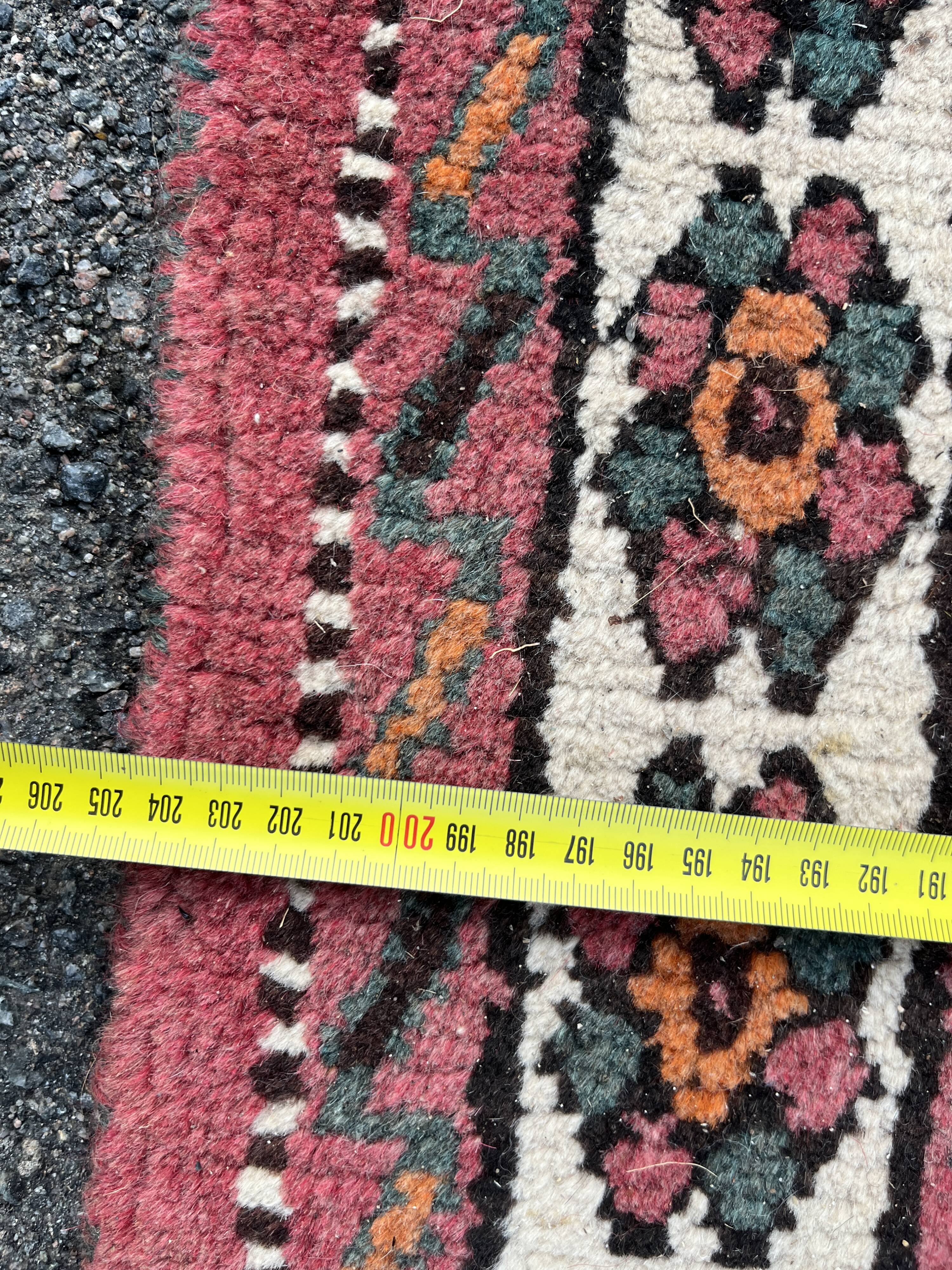 Large red Persian wool rug with red geometric design 2.97 x 2.05 m