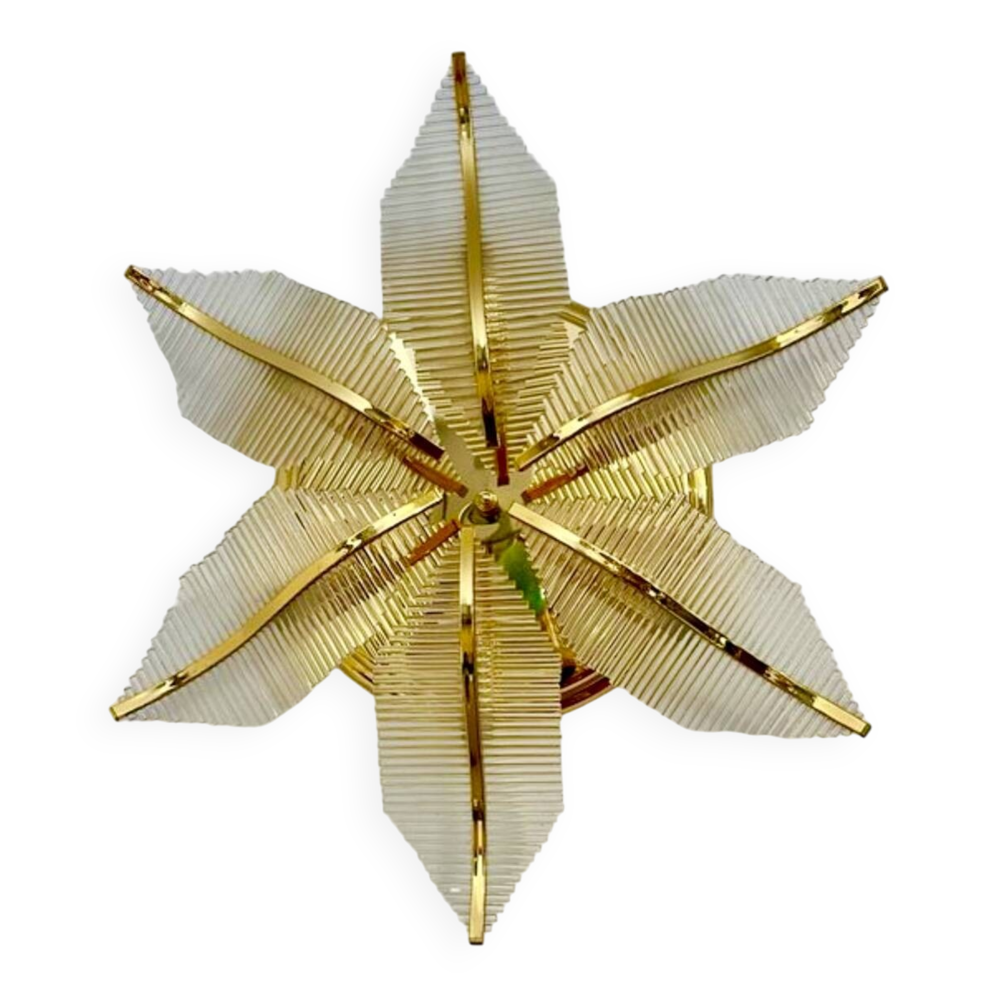 Maison Sciolari glass and gilt wall lamp, Palm model! Italy 1980