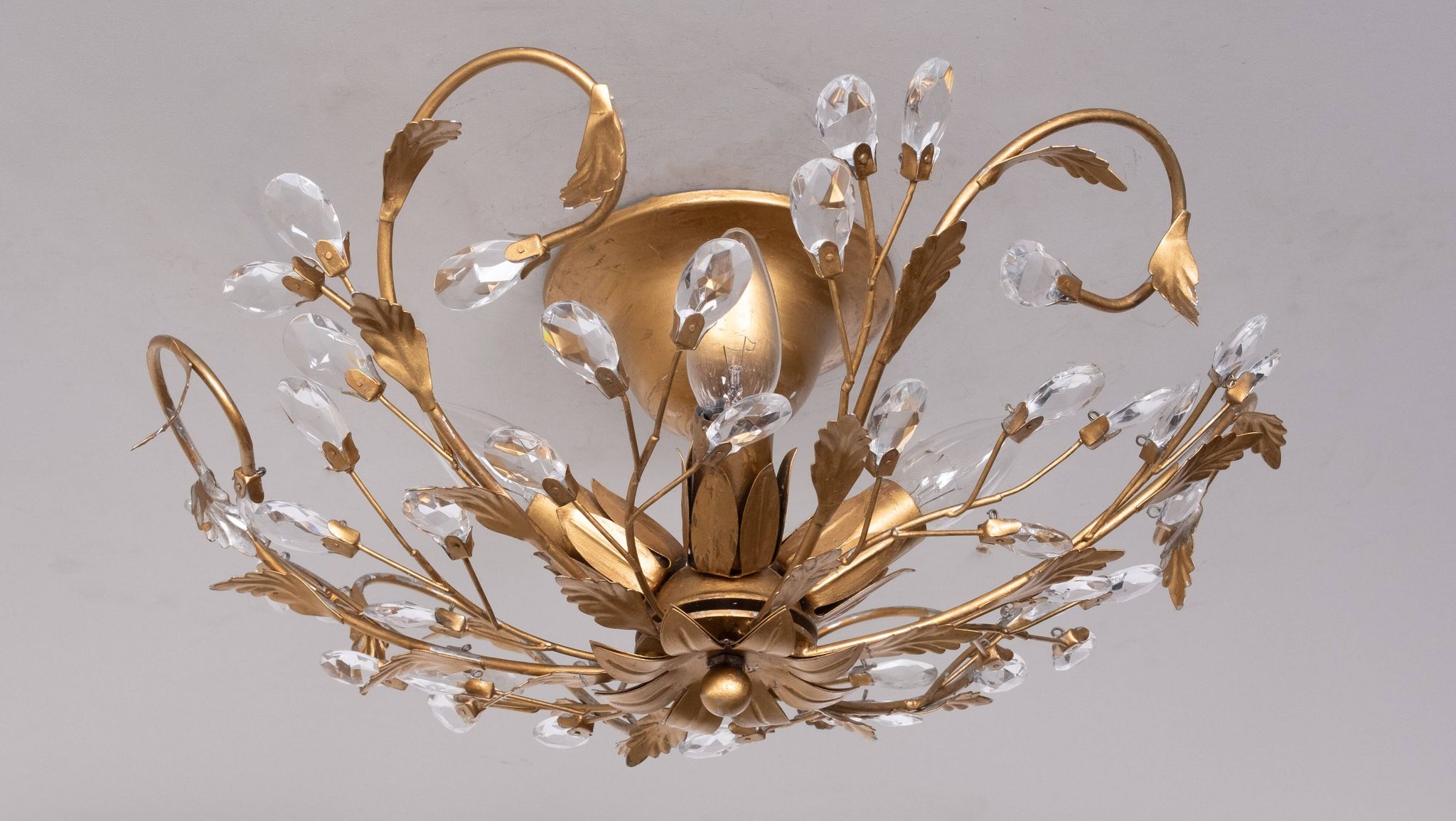 Gilded floral flush mount light attrib to banci firenze