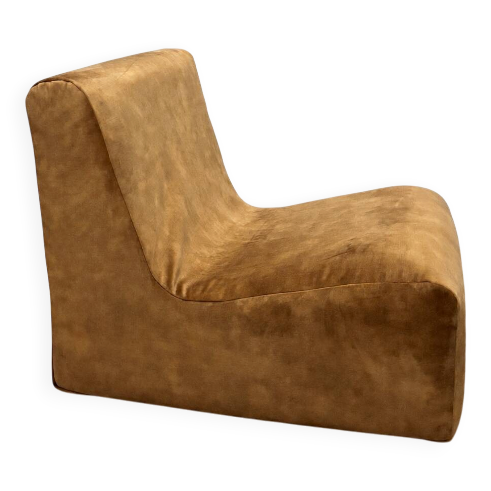 1970s armchair reupholstered in cognac velvet