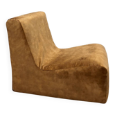 1970s armchair reupholstered in cognac velvet