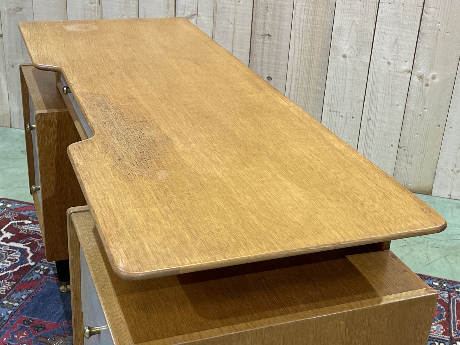 English office of the 70s in blond oak