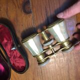 Theatre twins in brass and mother-of-pearl