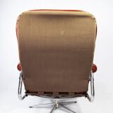 Fauteuil en cuir rouge et structure en métal danois 1960