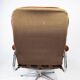 Red leather armchair and Danish metal structure 1960