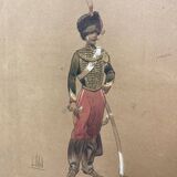Louis vallet (1856-1940), non-commissioned officer of the guides, 1869 framed watercolor
