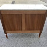 Louis XVI style chest of drawers Marble top White veined with ears