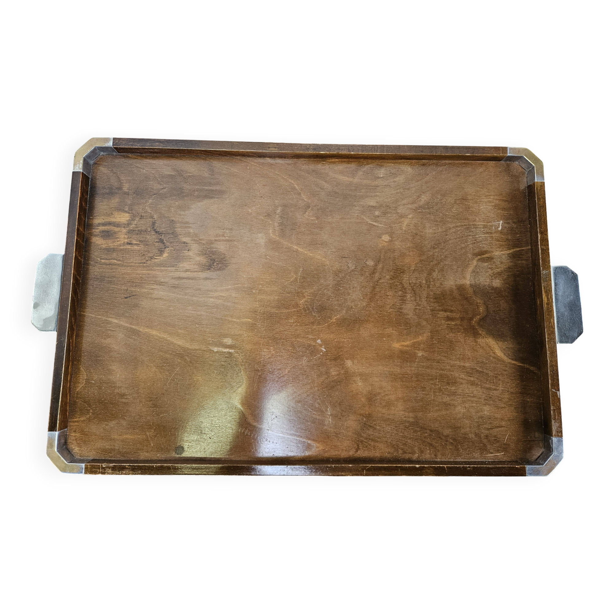 1930s art decò tray by fada in wood and metal