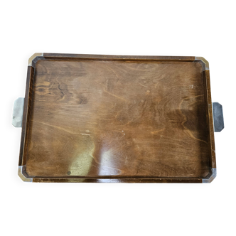 1930s art decò tray by fada in wood and metal