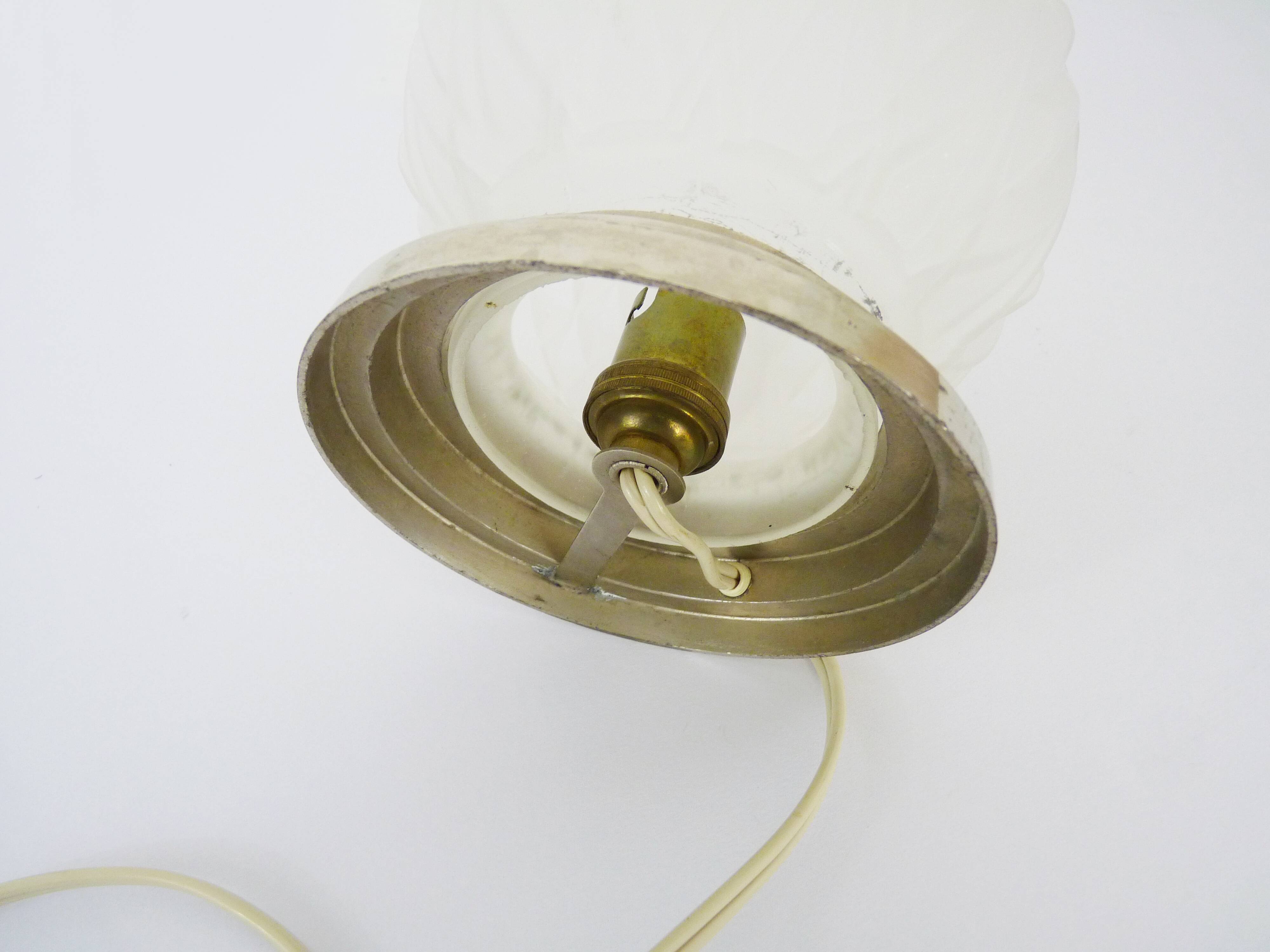 Chrome metal and Art Deco glass globe