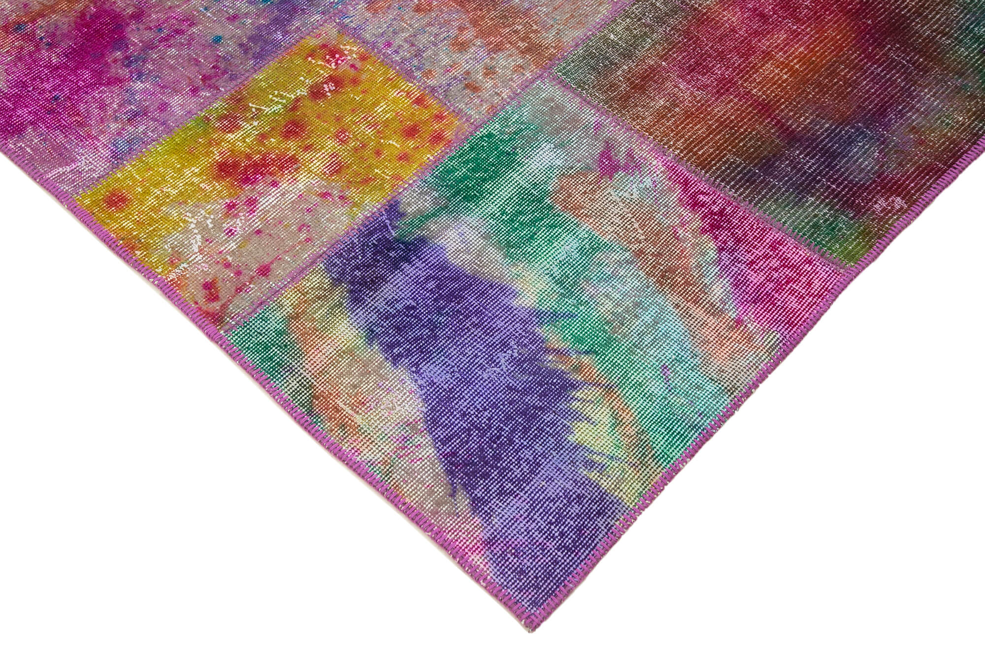 Handmade Turkish Overdyed 200 cm x 300 cm Multicolor Patchwork Carpet