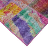 Handmade Turkish Overdyed 200 cm x 300 cm Multicolor Patchwork Carpet