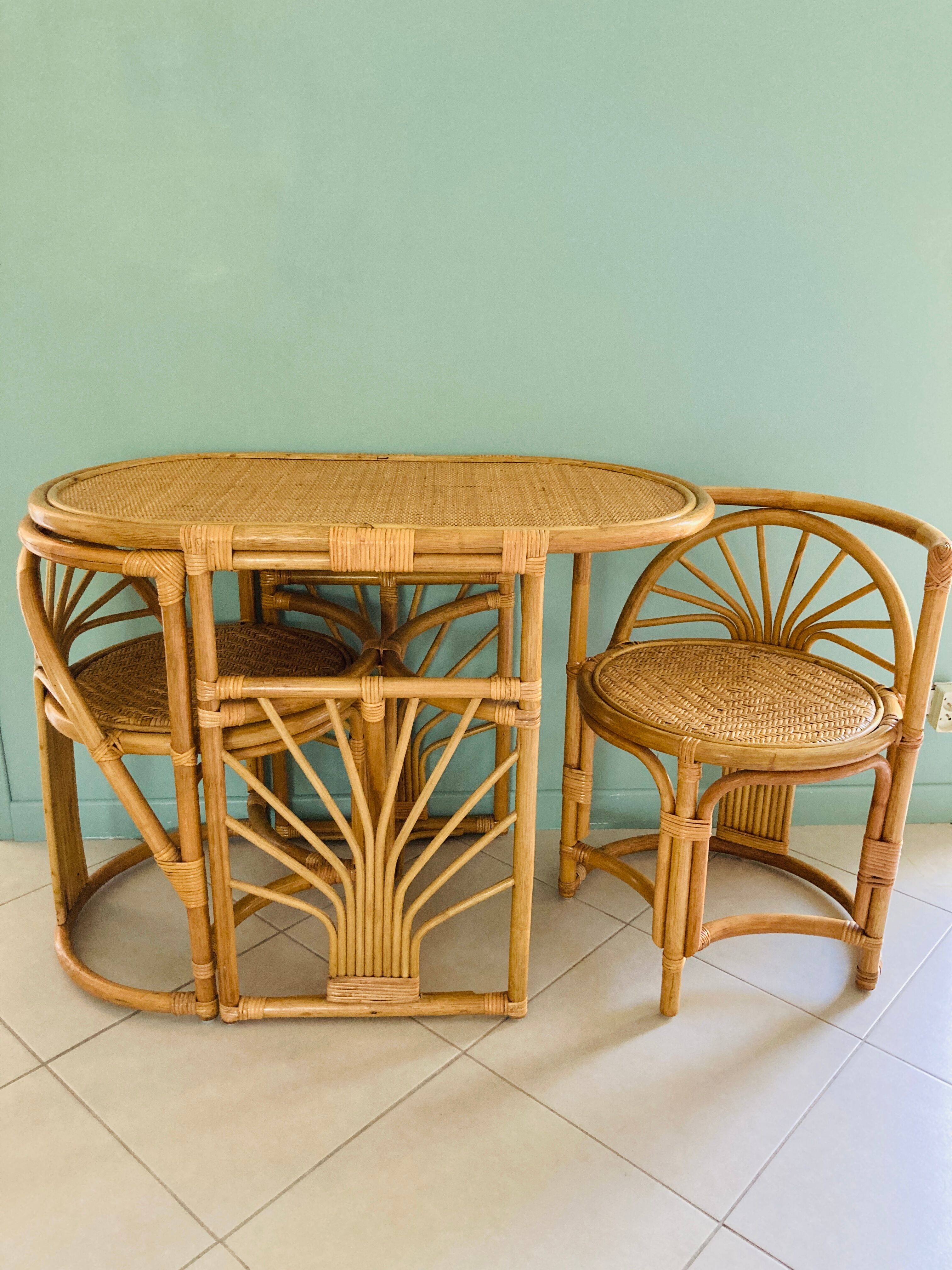 Garden lounge set Art deco in rattan and wicker