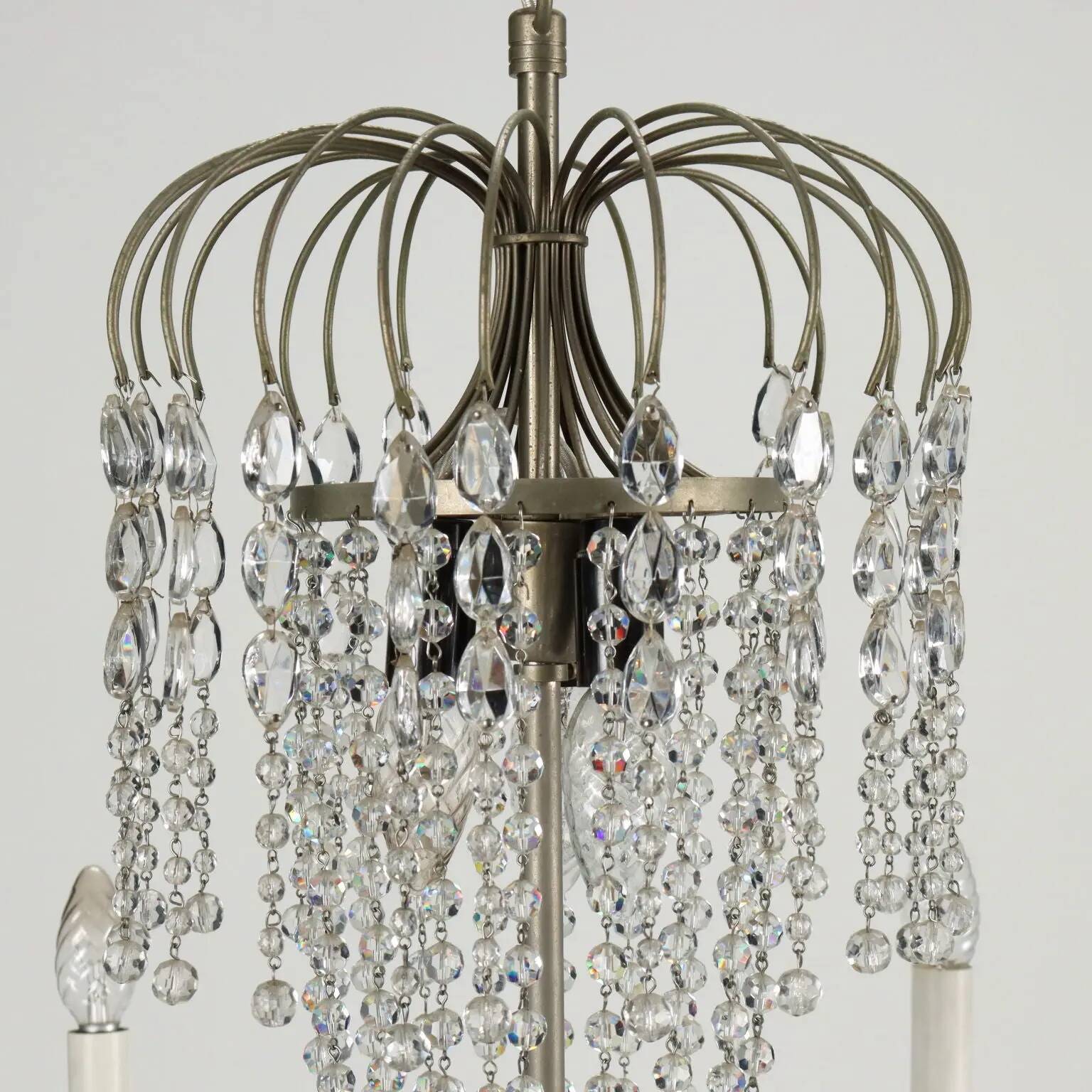 Lustre ancien 6 lumières en verre Italie XX Century
