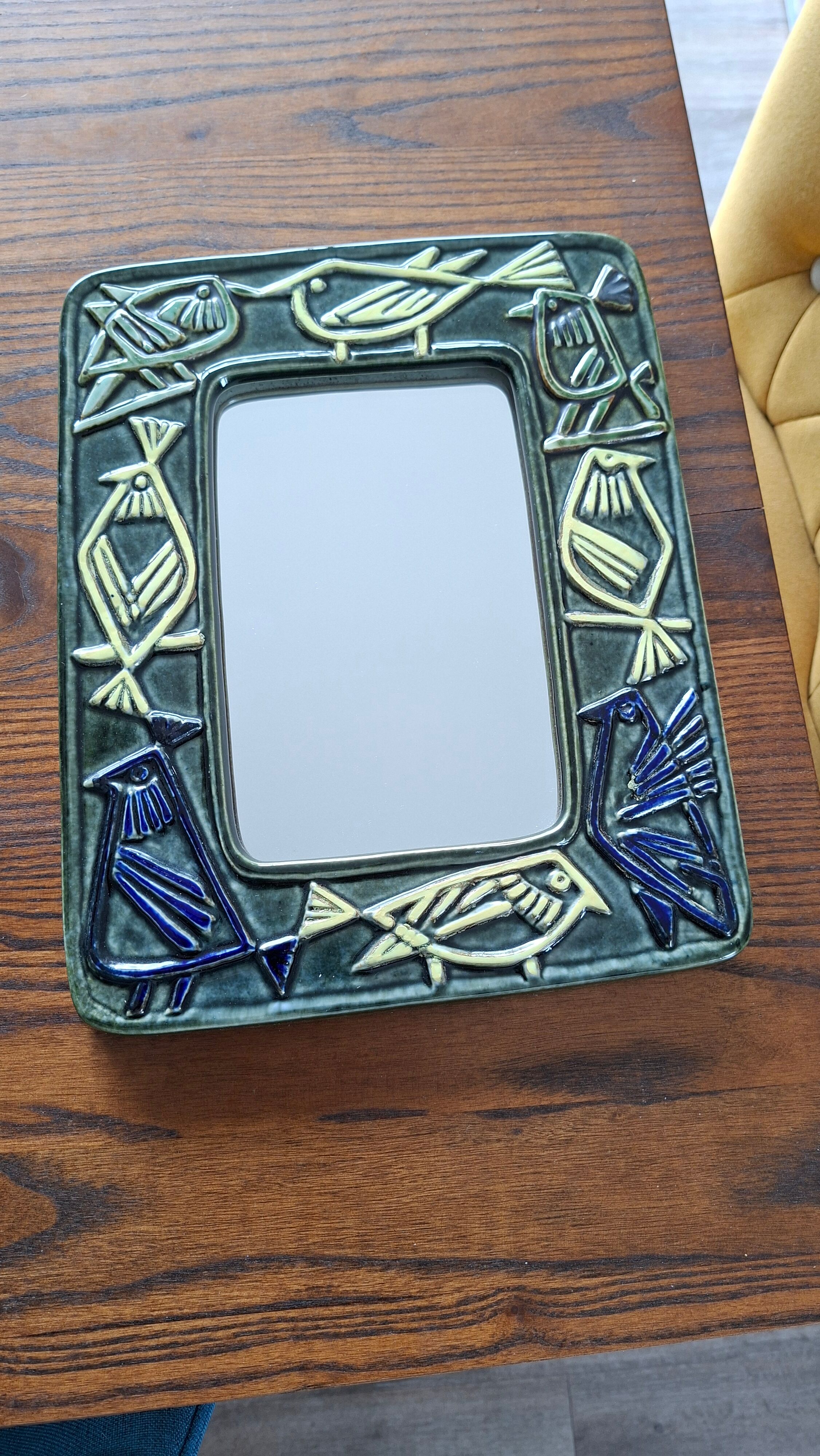 Ceramic Bird Mirror Lisa Larson Harlequin Series / Gustavsberg