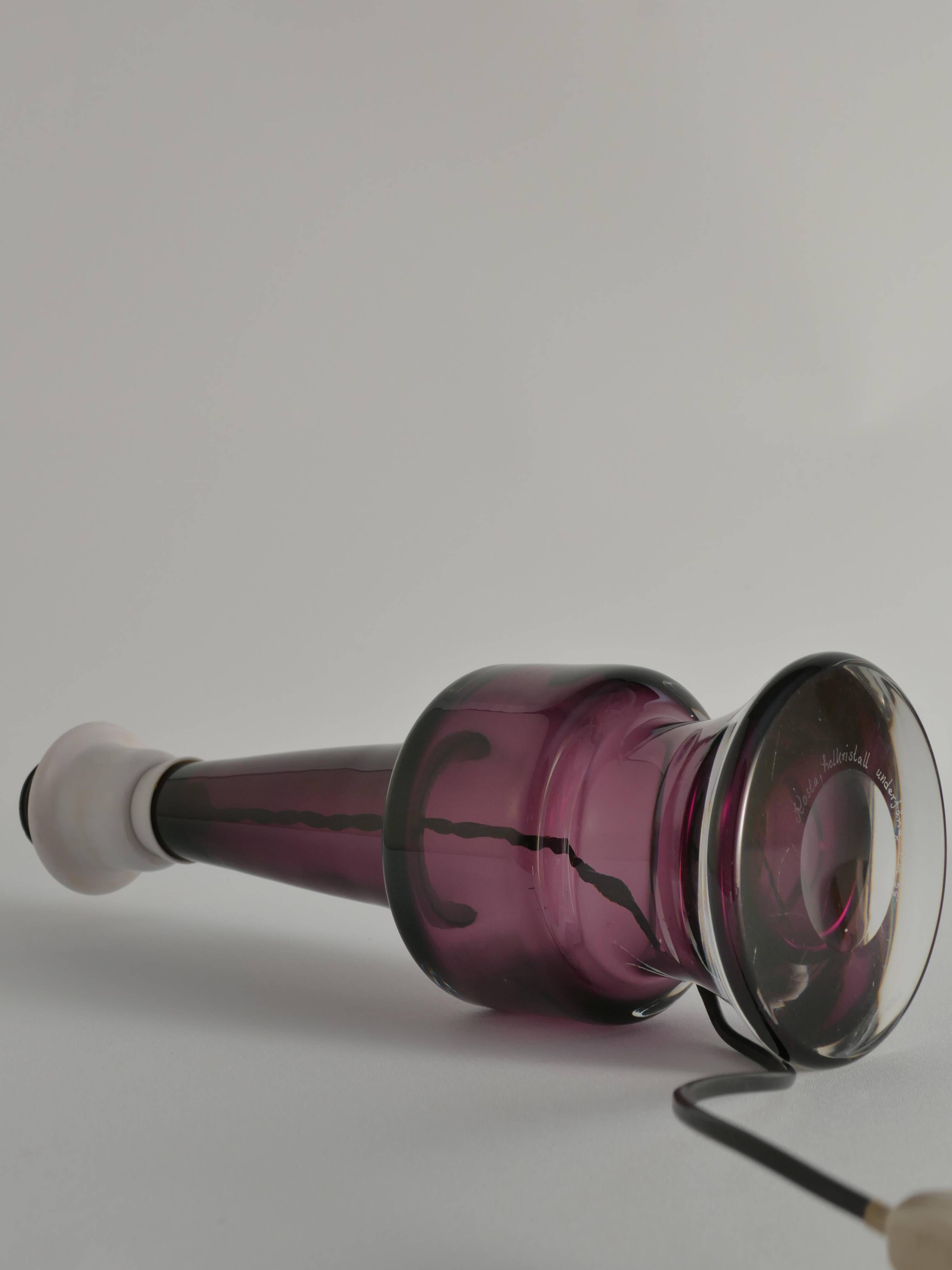 Mid-Century Modern Purple Chrystal Glass Table Lamp by Kosta 1960s