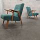 Paire de fauteuils bleu nuancé vert tchèque 1960