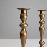 Set of two antique 19th century French copper candlesticks