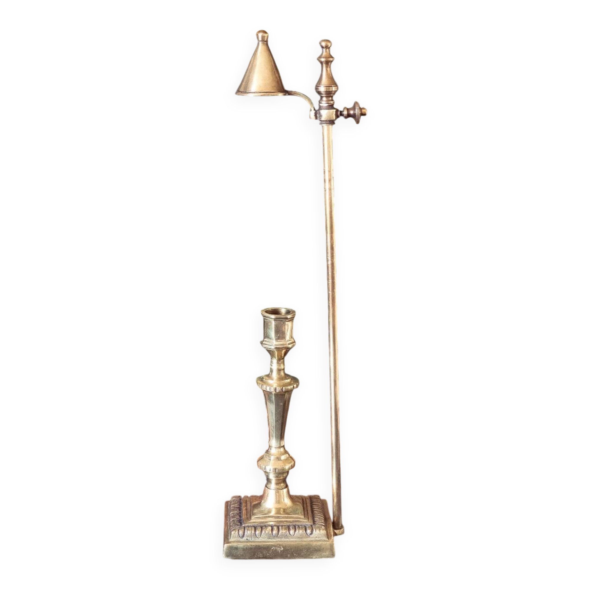 Candle holder with snuffer