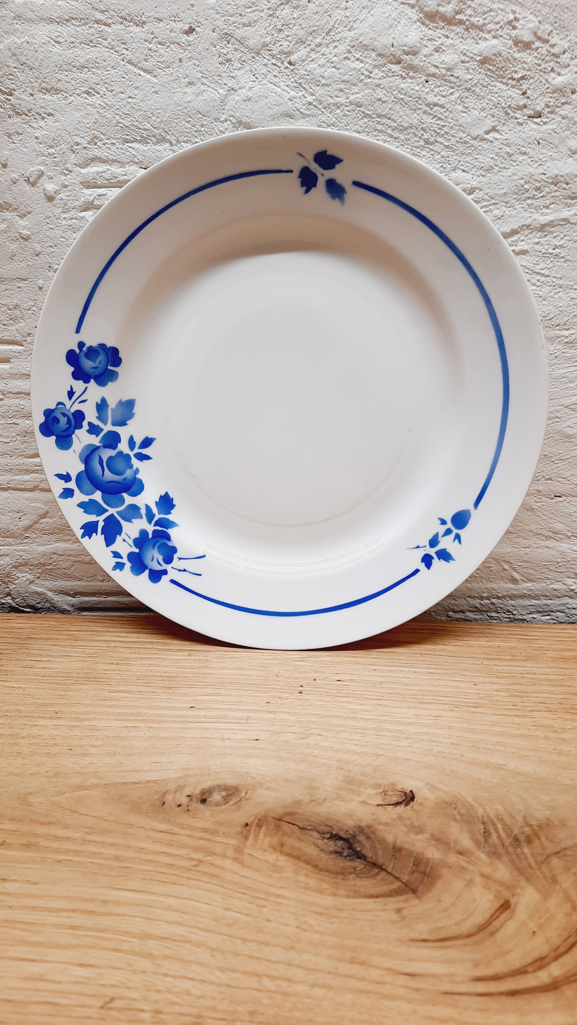Set 6 assiettes plates fleurs bleues