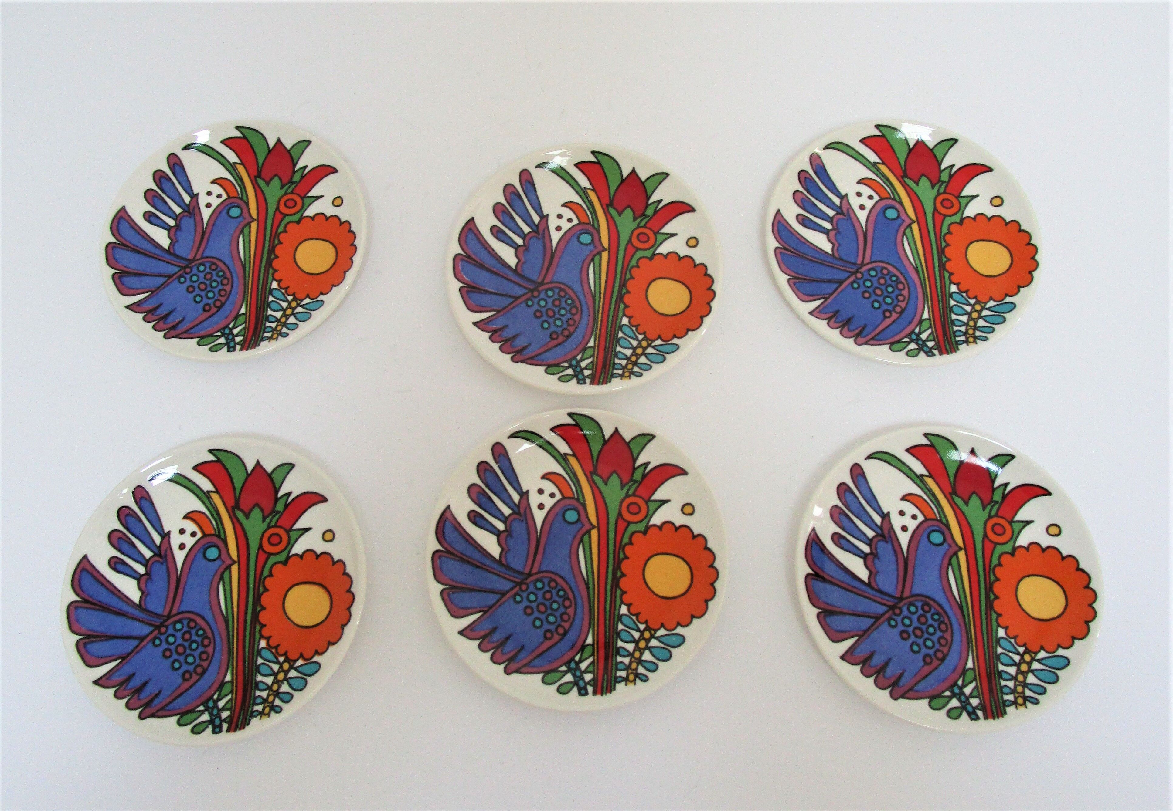 Six butter plates Acapulco Villeroy and Boch 70s