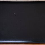 Teak Swivel Stool with Black Leather Seat, 1960s