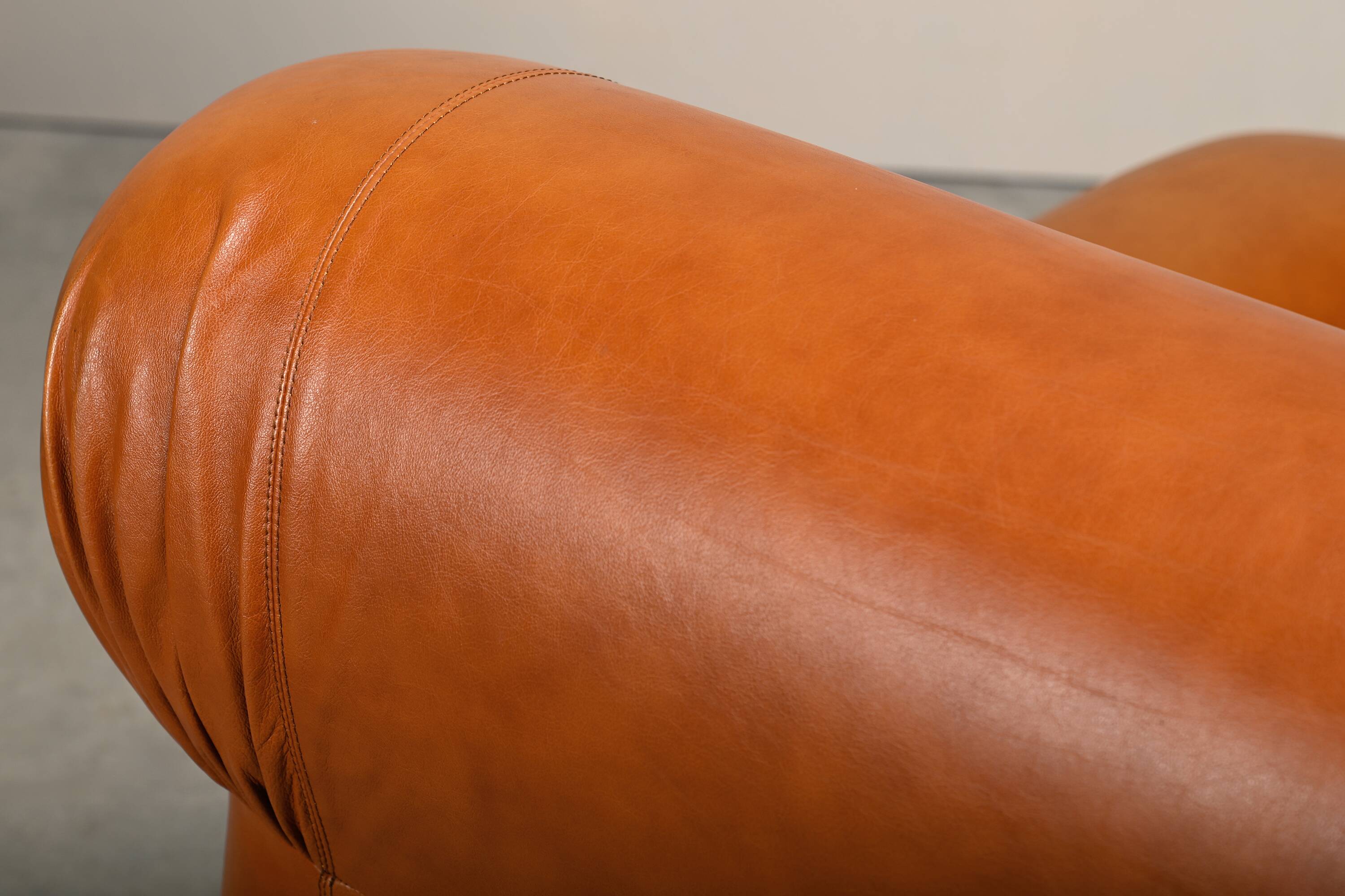 Rino Maturi Depositato Lounge Chairs in cognac leather for Mimo Padova
