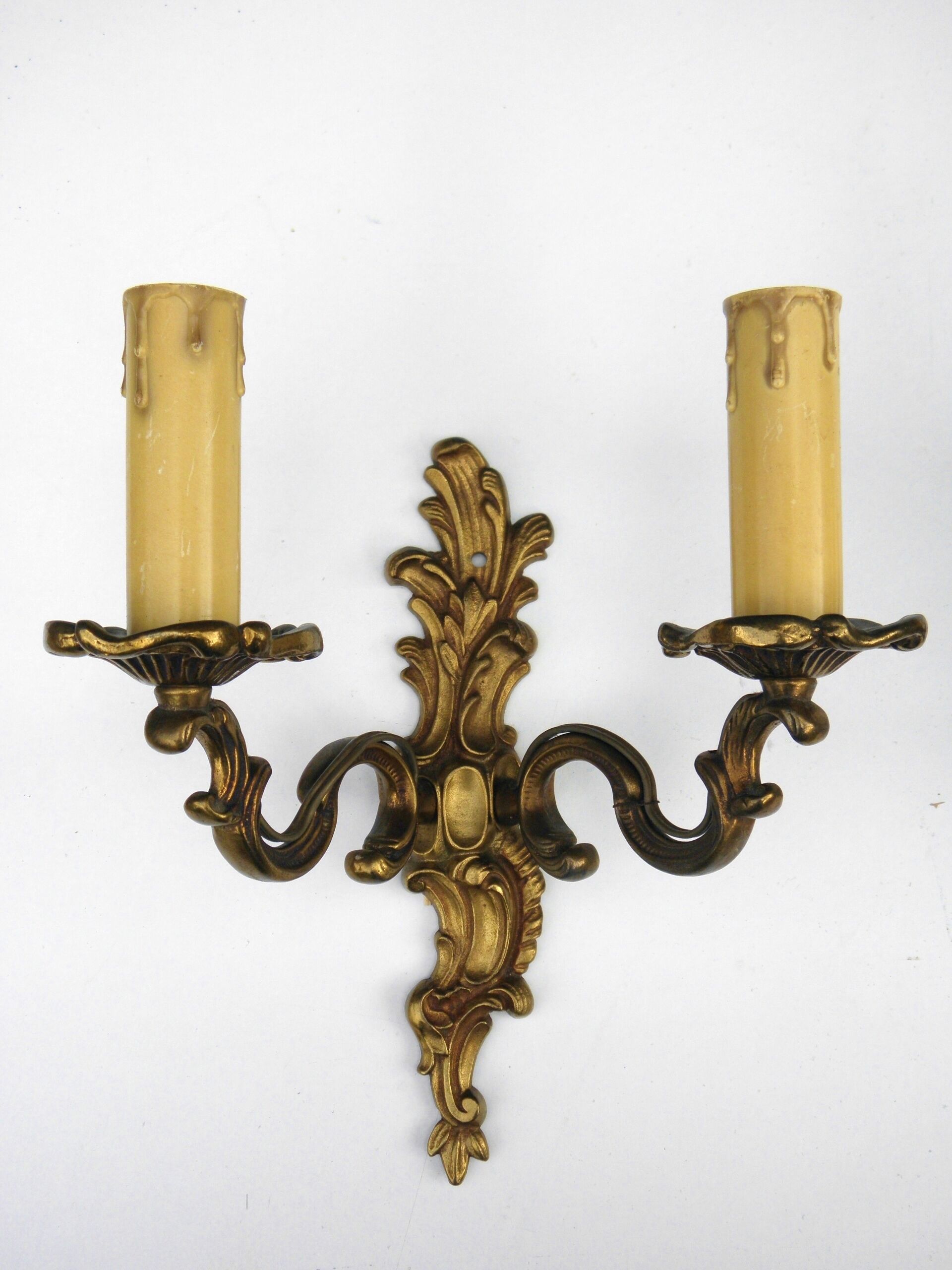 Pair of gold brass sconces