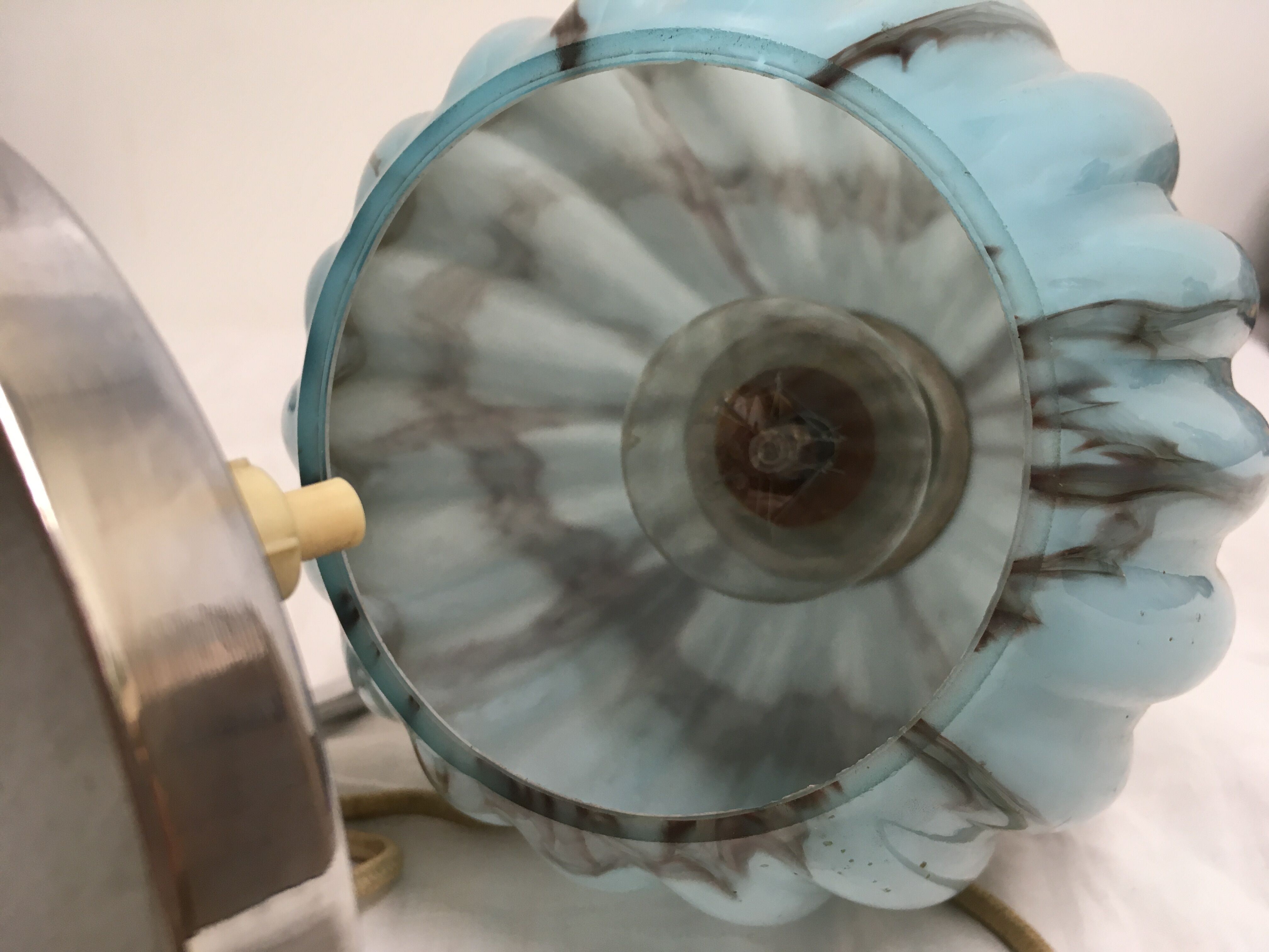 Opaline lamp blue marble art deco