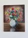 Vintage original flower oil painting, floral still life wall art