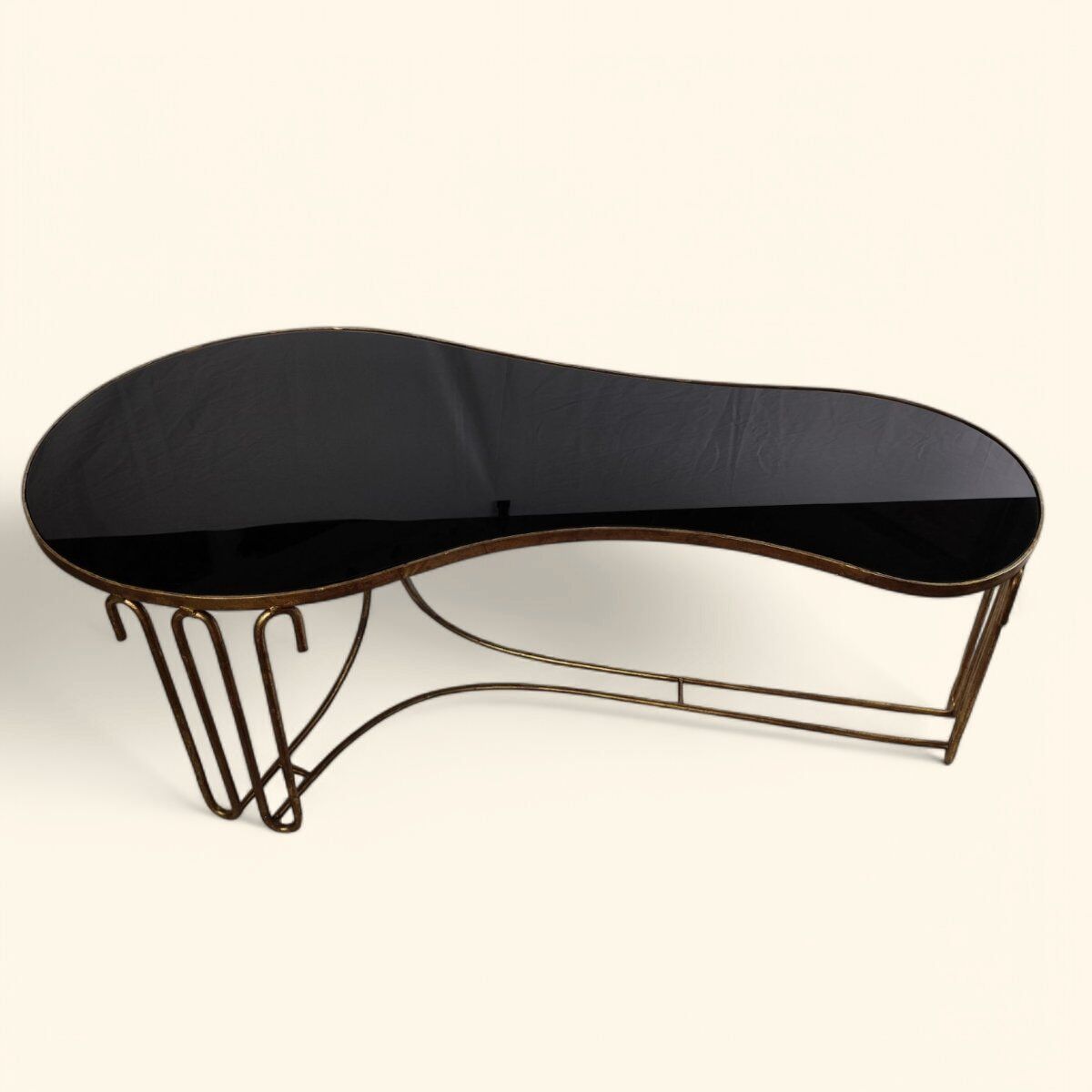 Table Rognon en Métal Doré DLG de Jean Royère