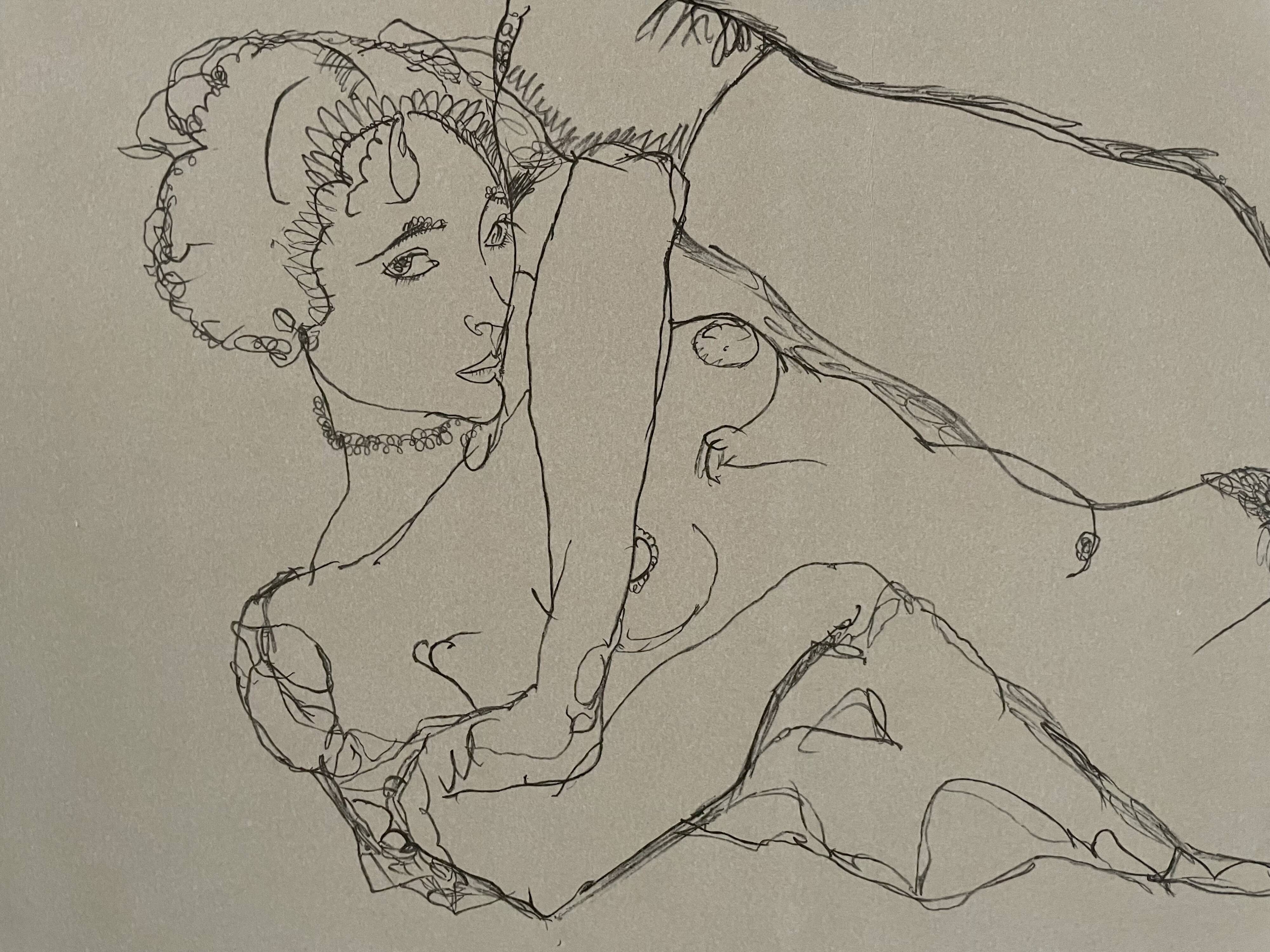 The naked dancer - lithograph after egon schiel