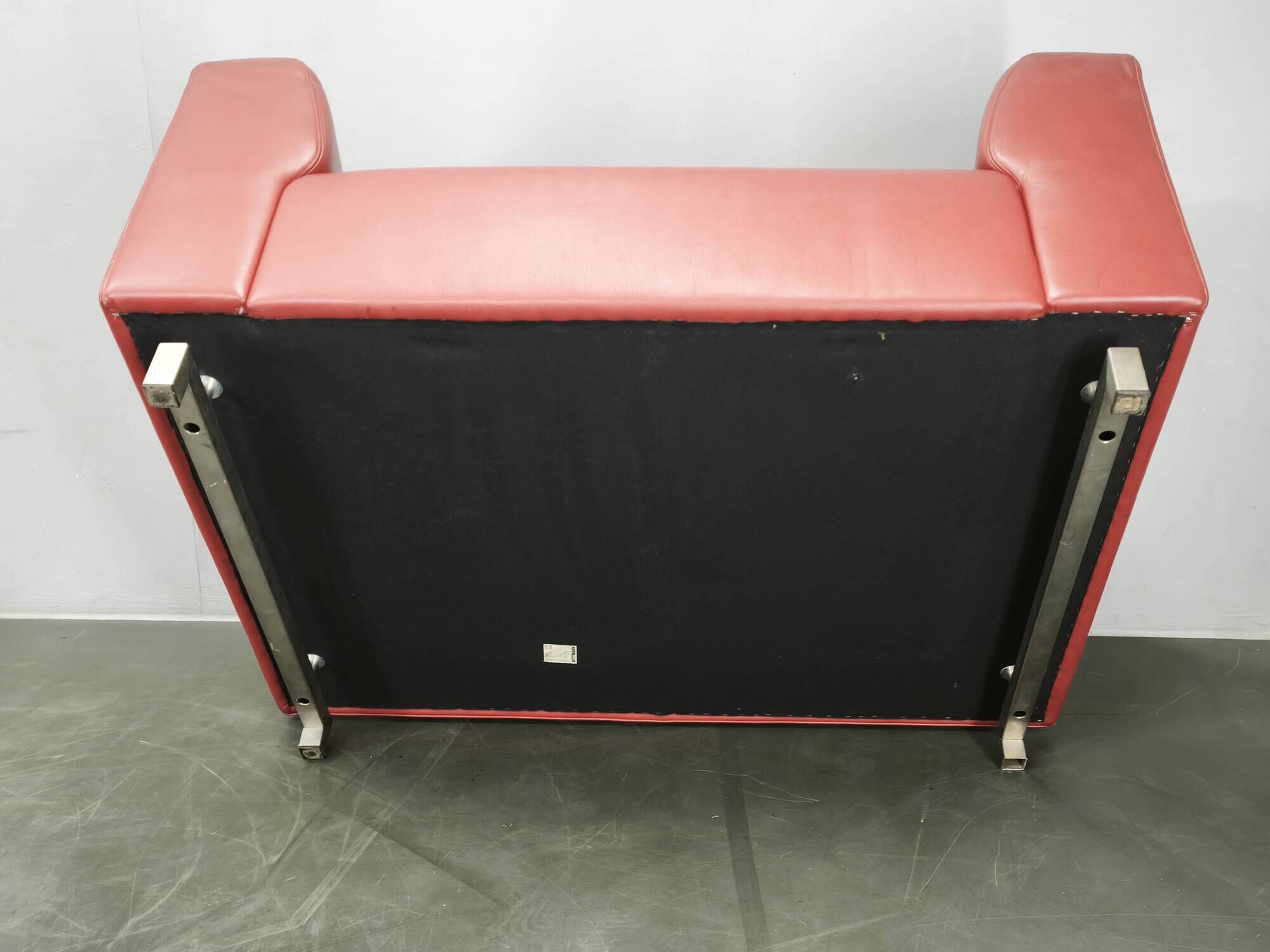 Wittmann Oversized Red Leather Lounge Armchairs and Ottoman, Austria