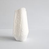 AK Kaiser bisque vase design M. Frey, white vase with flower relief