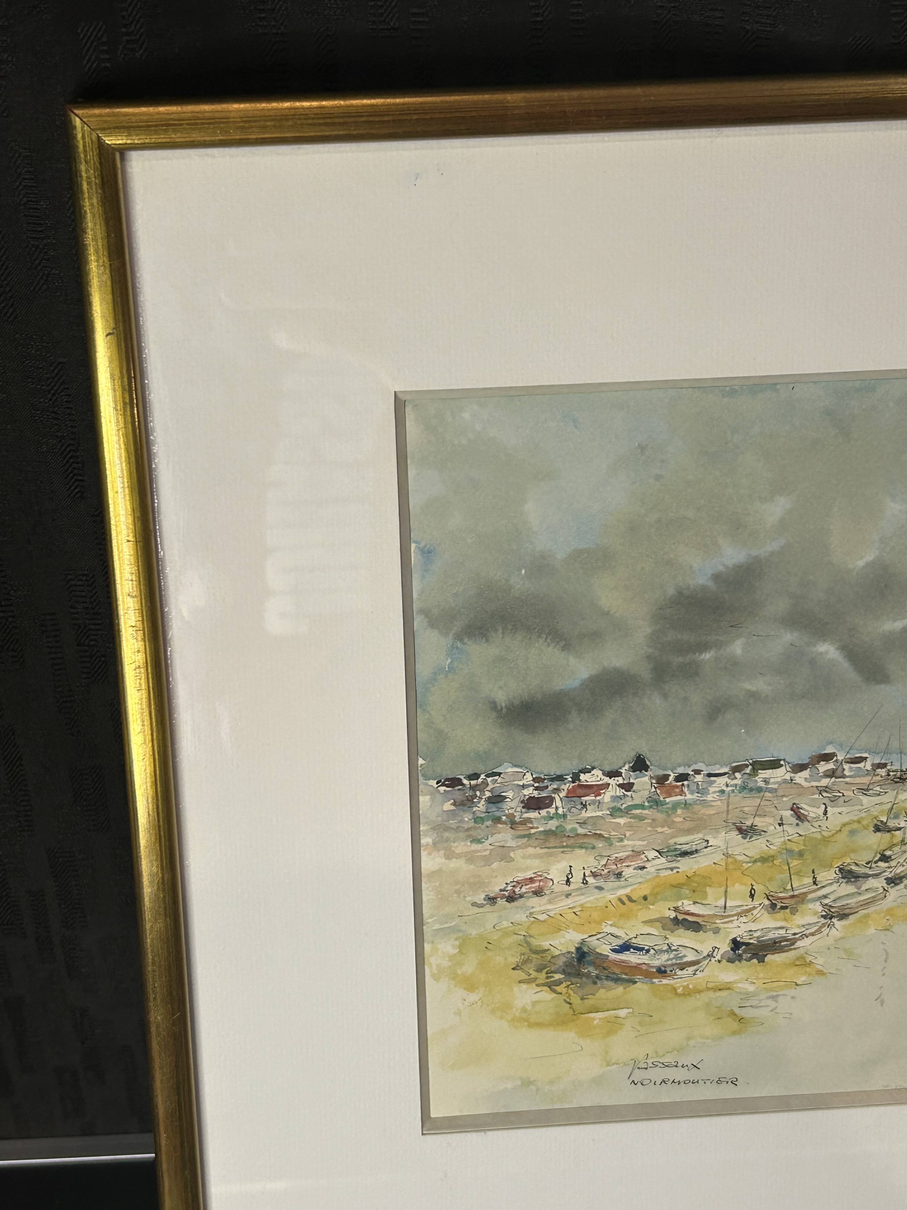 20th century Impressionist school - Vassaux - Marine watercolor - Noirmoutier