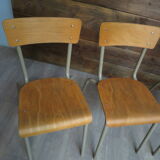 Set of 4 school chairs vintage gray tube