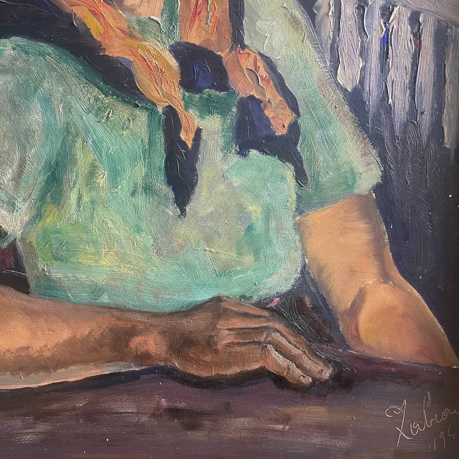 Painting 1942 "The Young Man with the Scarf"