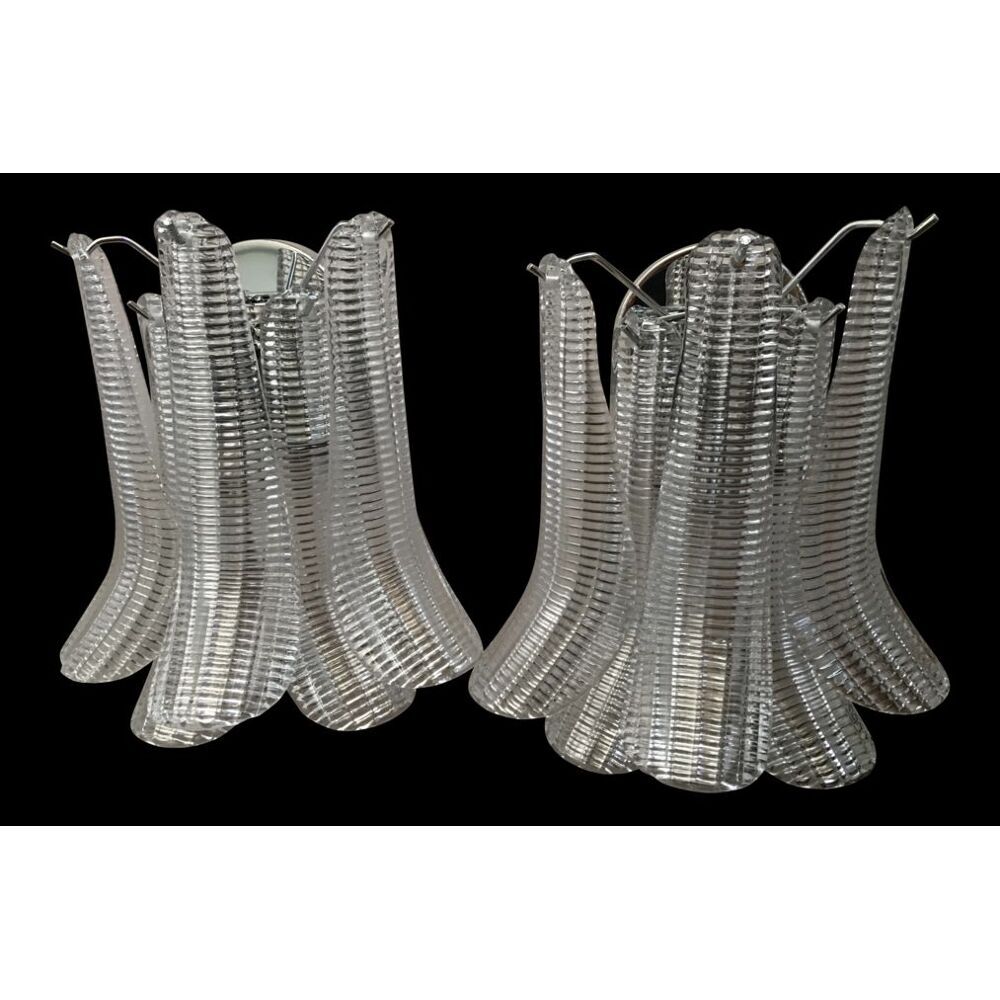 Clear striped “selle” murano glass wall sconce