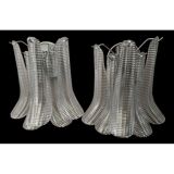 Clear striped “selle” murano glass wall sconce