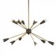 Lampadario Sputnik con 10 punti luce – Ottone e coni nero opaco, Italia, an