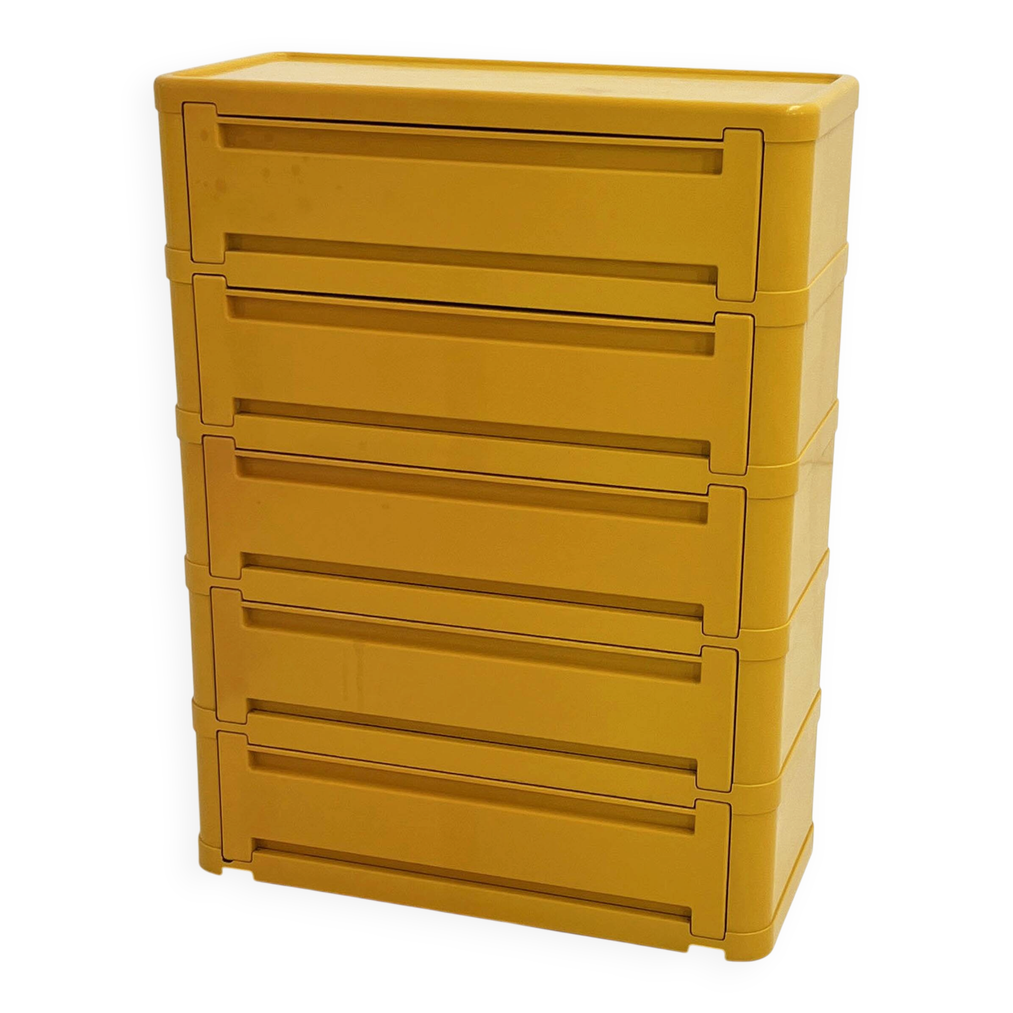 Yellow cabinet model "4964" by Olaf Von Bohr for Kartell, 1970