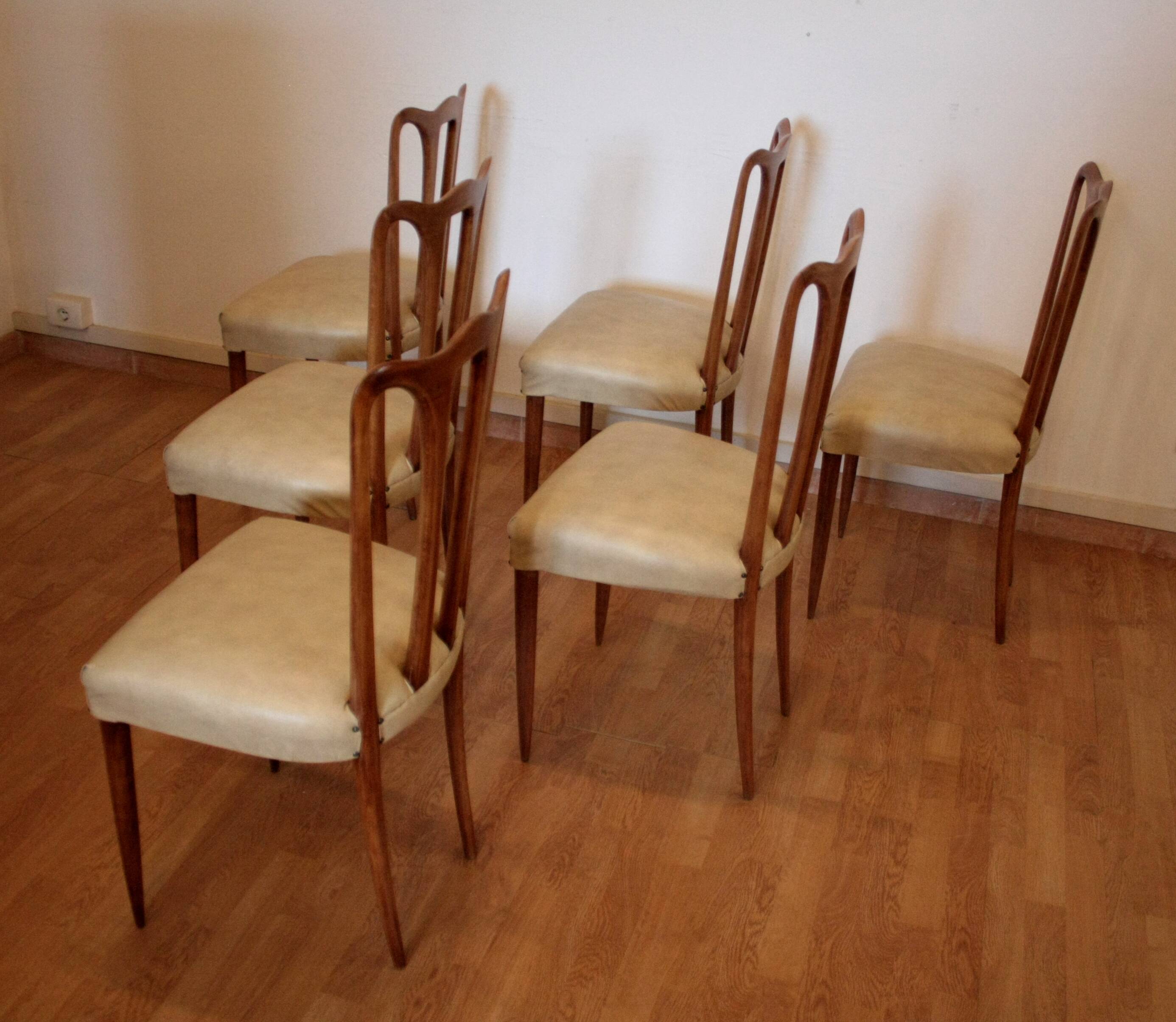 Set of 6 mid-century modern chairs, Italy, 1960s