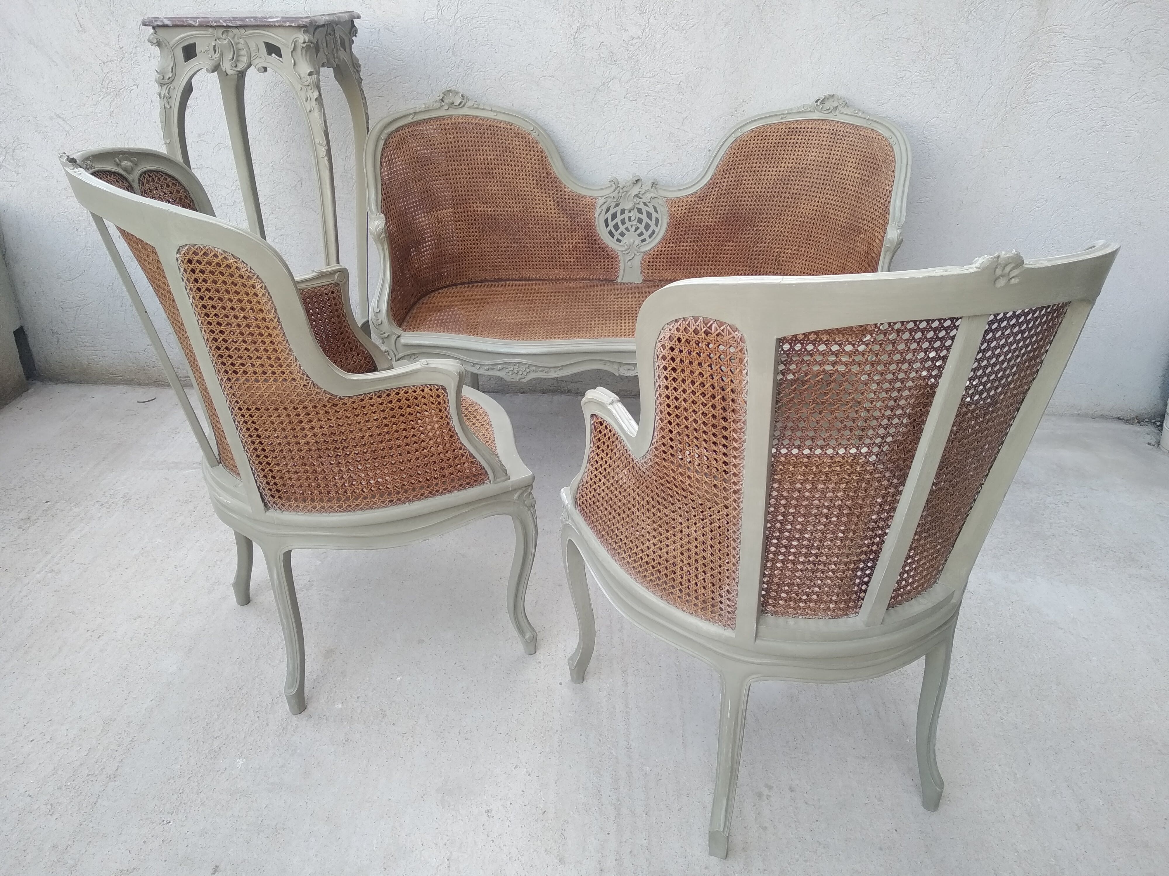 Salon Louis XV with double patinated cannage