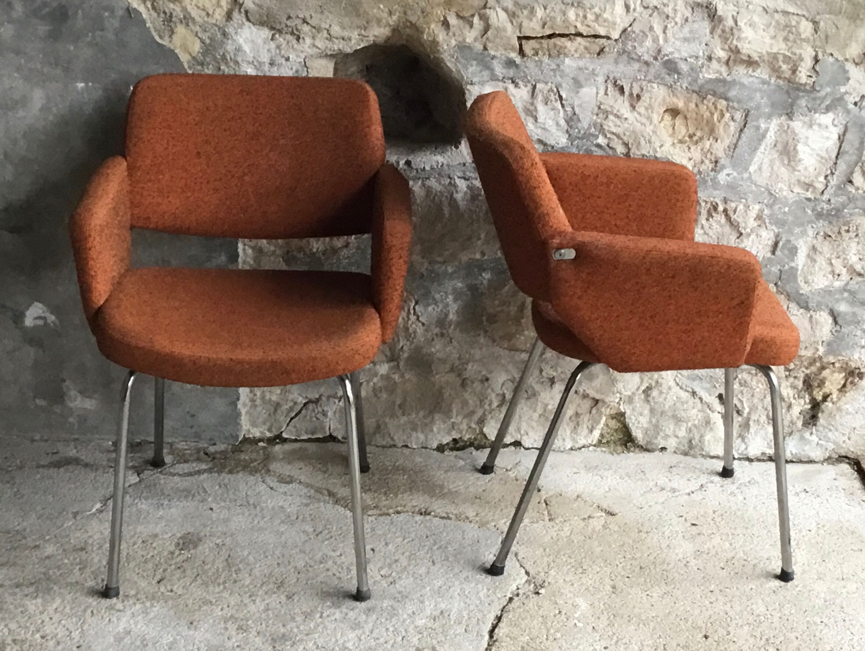 Orange office or conference chair mottled - vintage - 1960